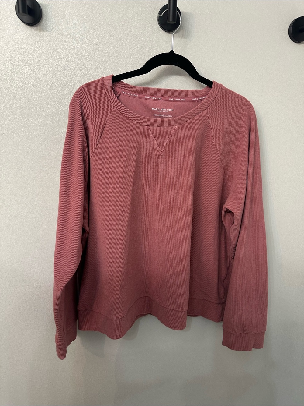 Marc New York Rose Ribbed Waffle Sweatshirt